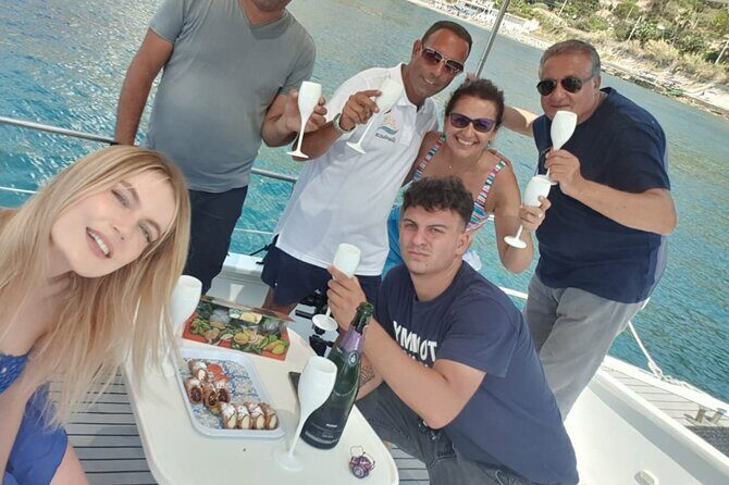 2 Hours Private Boat Tour Isola Bella Taormina Giardini Naxos - On board: music, shade, fruit, prosecco, and easy snorkeling time