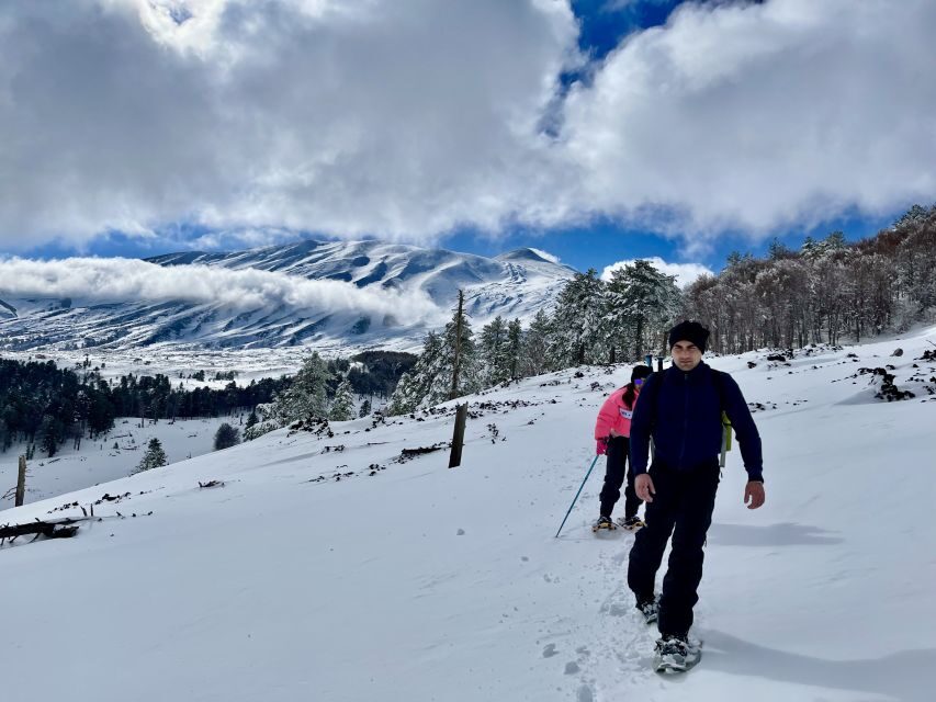 Piano Provenzana: Guided Mt. Etna Snowshoeing Trek - Walking from snowy forest into eruption scars